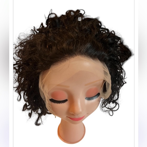 Lace Front Brown Short Curly Wig - Picture 4 of 9